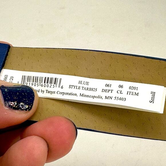 Retro Style Grommet Holes Blue Vegan Belt New with Tags - Picture 4 of 4